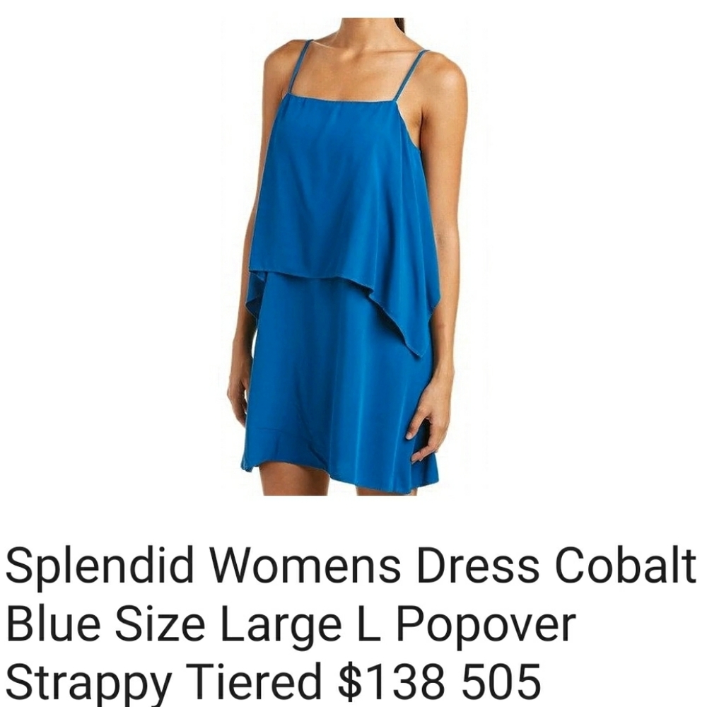 NWT SPLENDID Blue popover SUMMER spaghetti strap dress Semi Formal - Picture 4 of 7